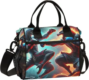 ODAWA Dragon Battle Lunch Bag Cooler with Adjustable Shoulder Strap, Work Lunch Bags for Women