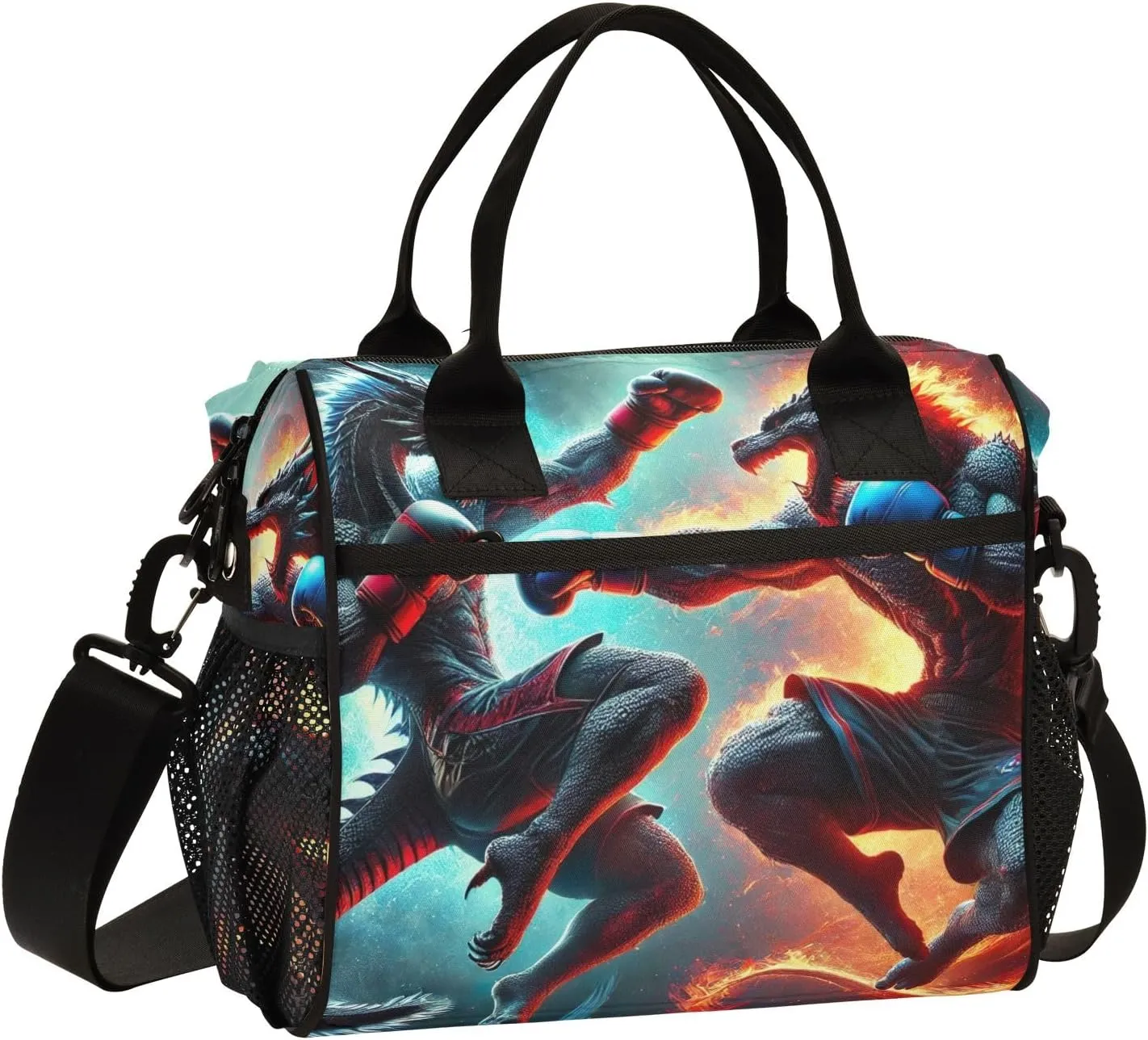 ODAWA Dragon Battle Lunch Bag Cooler with Adjustable Shoulder Strap, Work Lunch Bags for Women