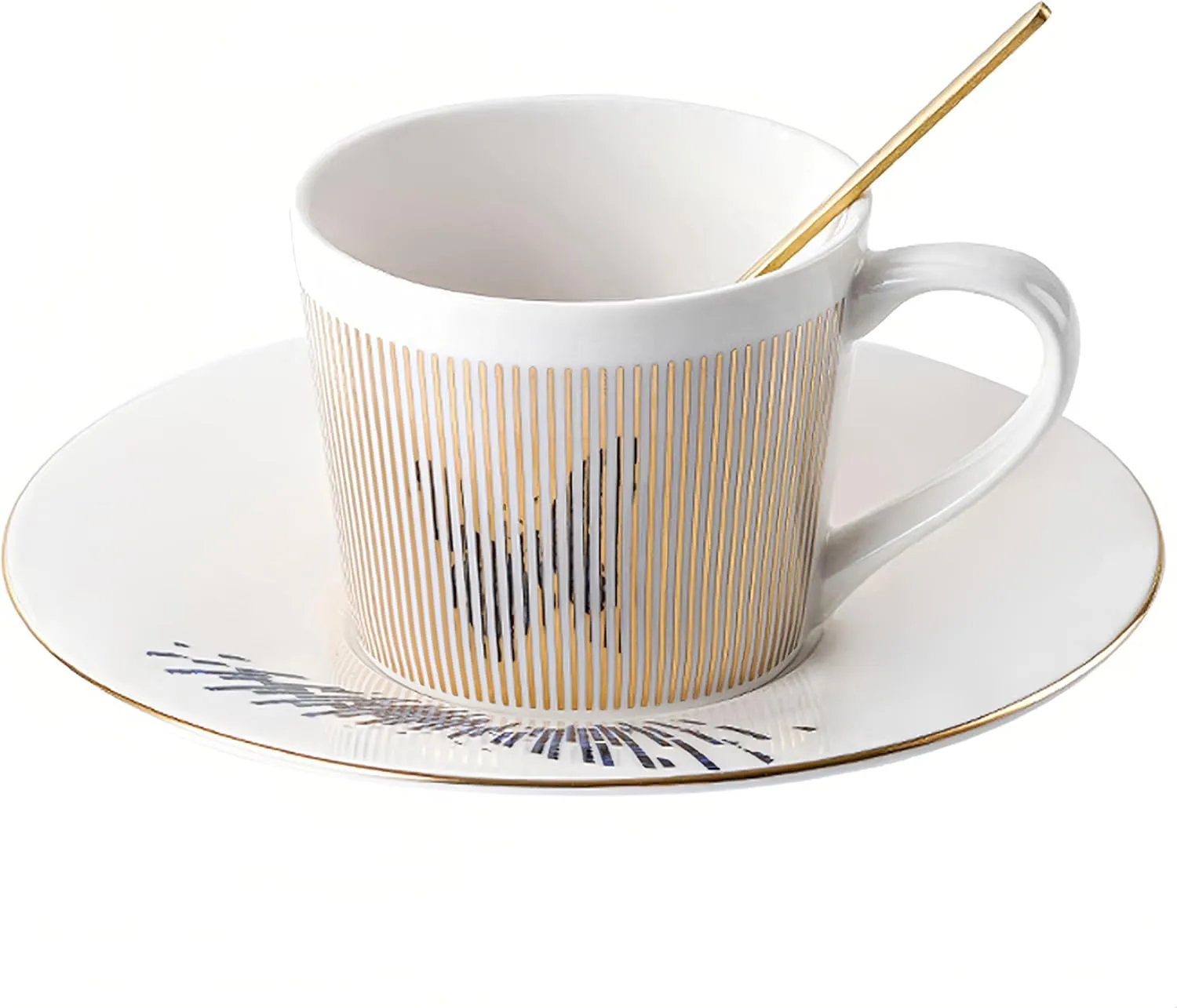 Old Craftsmen's Coffee Cup and Saucer Sets 8.45oz Unique Dynamic Mirage Reflection Tea Cup Luxury Porcelain Mirror Ceramic Mug Gifts for Cappuccino Espresso 250ml Butterfly