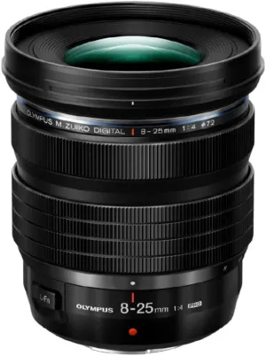 OLYMPUS M.Zuiko Digital ED 8-25mm F4.0 PRO For Micro Four Thirds System Camera, Compact Ultra Wide Zoom lens, Weather Sealed Design, MF Clutch, L-Fn Button