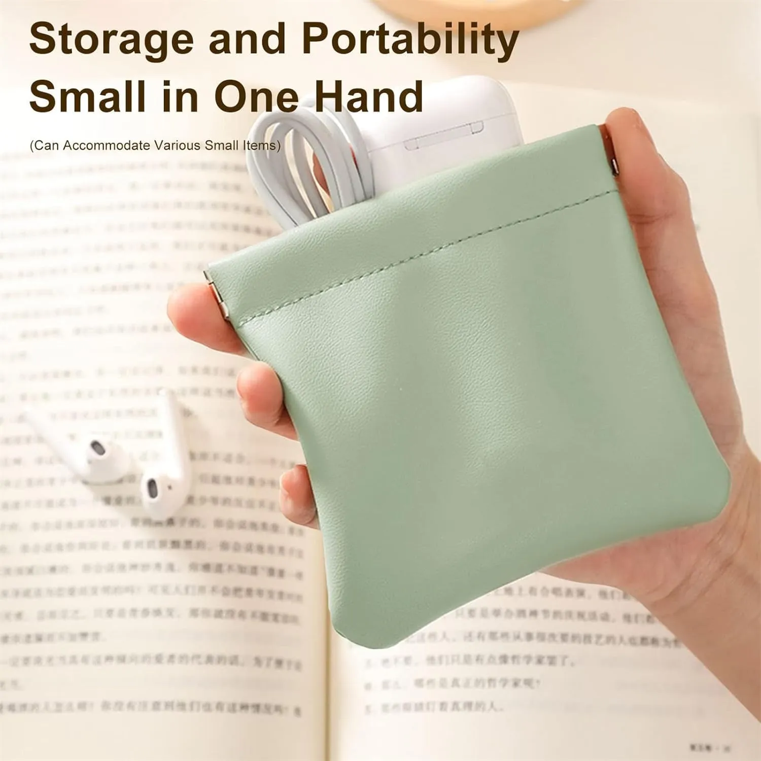 Onavee Purse Pouches, Pouchic Snap Closure Pouches, Pouchic - Personalized Snap Closure Leather Organizer Pouch -square: Pink Blue