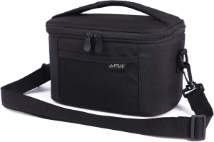 ONTESY Small Lunch Bag for Men Women, Thermal Insulated Lunch Box Reusable Leakproof Small Lunch Cooler for Kids Boys Girls with Adjustable Shoulder Strap for Work School Picnic - 7.2L Solid Black
