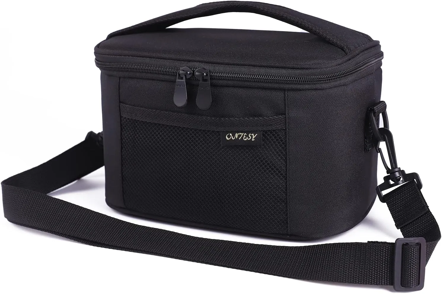 ONTESY Small Lunch Bag for Men Women, Thermal Insulated Lunch Box Reusable Leakproof Small Lunch Cooler for Kids Boys Girls with Adjustable Shoulder Strap for Work School Picnic - 7.2L Solid Black