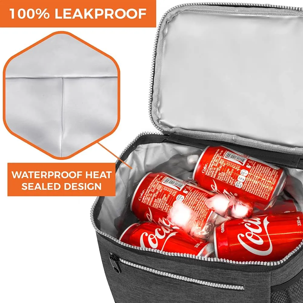 opux Extra Large Insulated Lunch Box Men Women, Lunch Bag for Work, Leakproof Soft Cooler Tote Adult, Lunch Pail, Picnic Beach Collapsible Food Bag with Shoulder Strap, Charcoal
