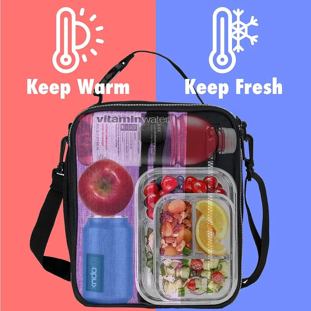 opux Insulated Lunch Box for Men Women Adult, Compact Lunch Bag for Kids Boy Girl Teen, Soft Lunch Cooler Bag for Work School, Leakproof Lunchbox Lunch Pail with Clip-on Buckle, Heather Purple