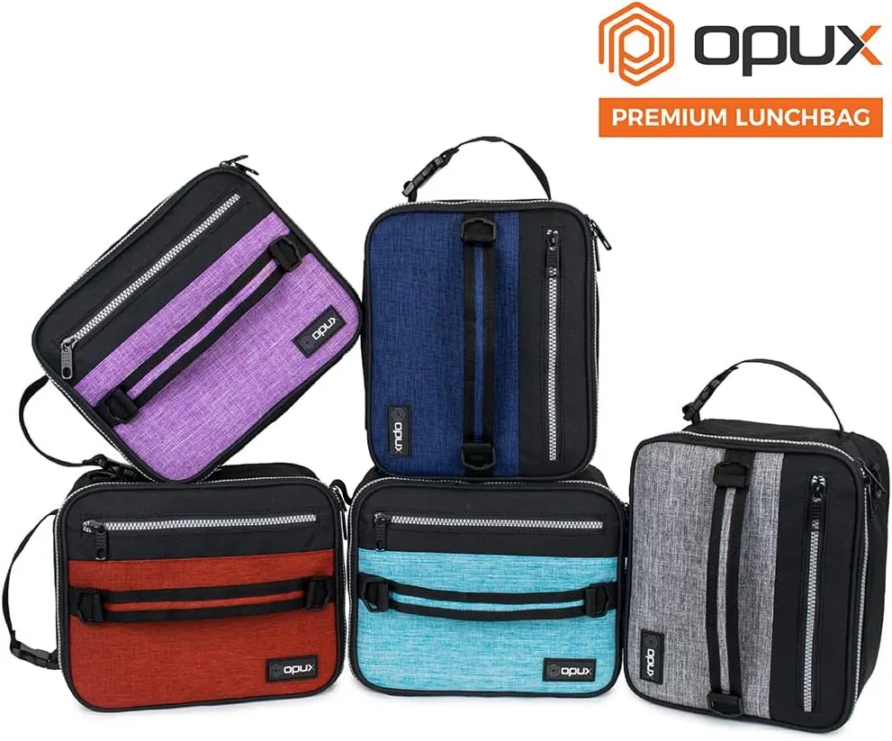 opux Insulated Lunch Box for Men Women Adult, Compact Lunch Bag for Kids Boy Girl Teen, Soft Lunch Cooler Bag for Work School, Leakproof Lunchbox Lunch Pail with Clip-on Buckle, Heather Purple