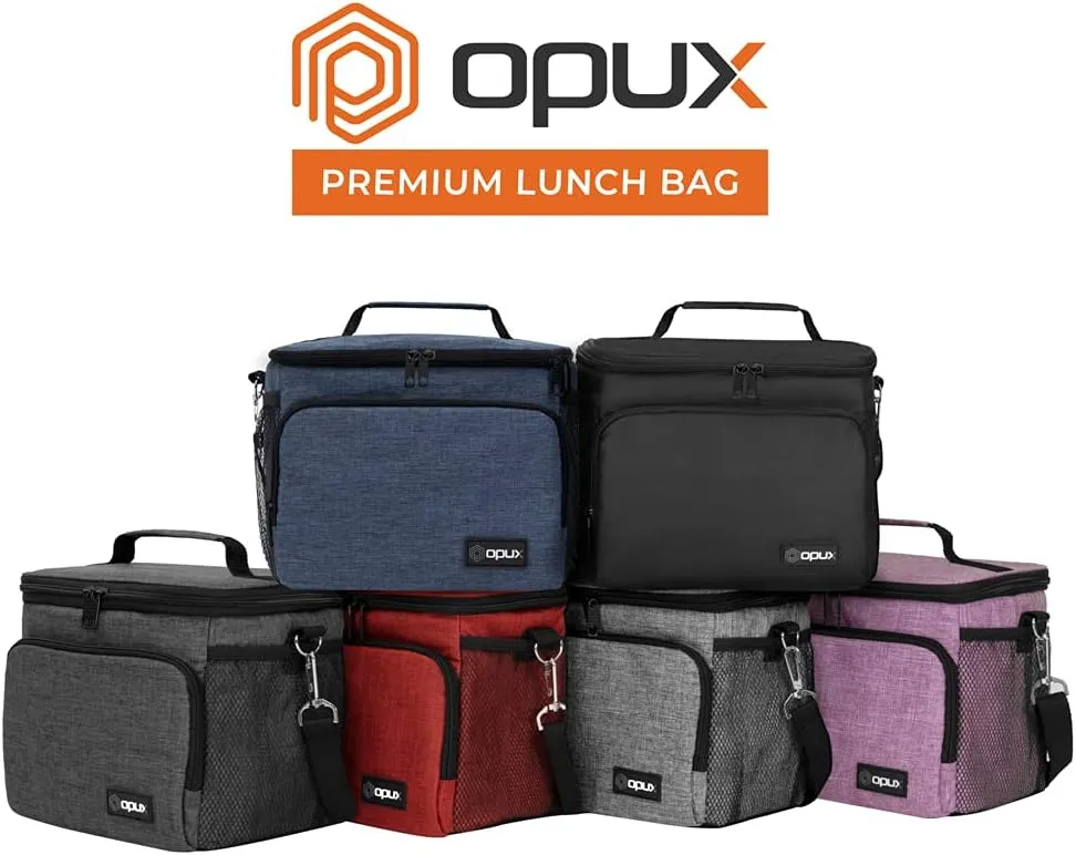 opux Insulated Soft Lunch Bag for Men Women for Office Work School Picnic, Leakproof Cooler Bag with Shoulder Strap for Kid Adult (Charcoal Gray)