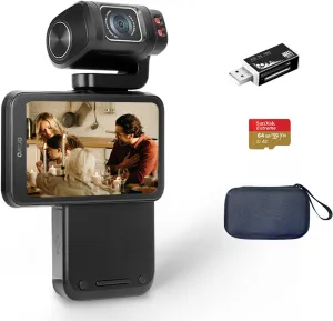 ORDRO 5K Video Camcorder, M3 48MP UHD 4K/60fps Handheld Digital Camera, 3.5'' Rotatable IPS Screen 3250mAh Battery WiFi IR Night Vision Camera with 64G Card for YouTube Vlogs