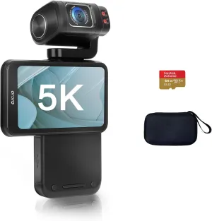Ordro M3 5K UHD Camera with 3.5-inch Flippable Touch Screen, 3250mAh Large Capacity Battery, IR Night Vision Function 64G Memory Card