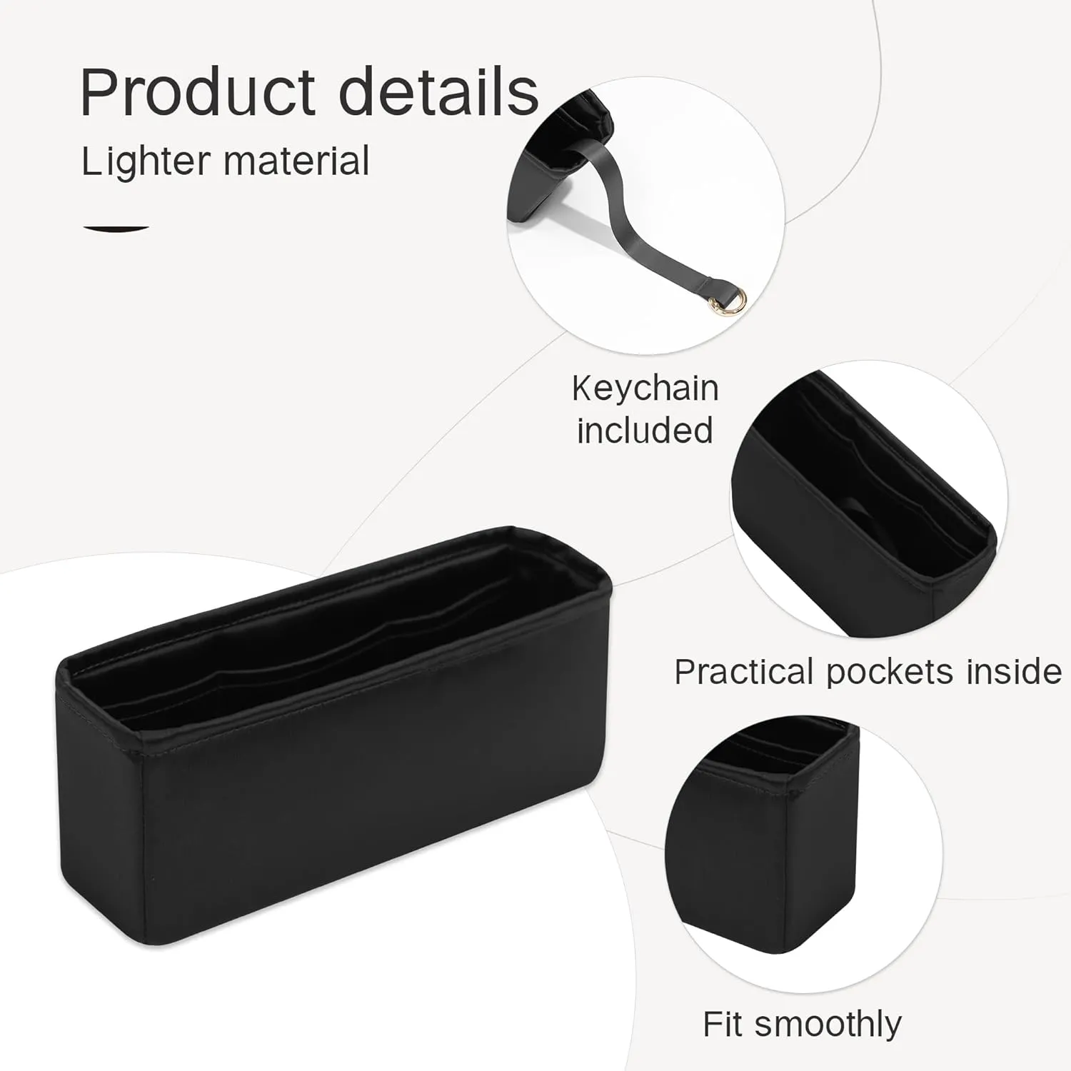 Organizer Insert for Chanel 22P CF Mini Handle Bags, Sliky Purse Inserts, Exclusively for Chanel 22P Classic Flap Mini Handle Bags (Black)