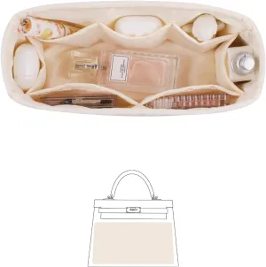 Organizer Insert for Kelly 32, Silky Purse Organizers for Inside Purse, Lightweight Shaper Compatible with Hermes Kelly 32 Bag, Multi Color Options(Craie, KE 32)