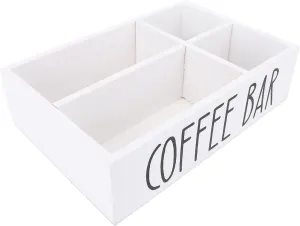 Organizers Coffee Station Organizer with Divider 4 Compartments Wooden Coffee Bar Countertop Storage Basket for Organizing Coffee Pods Tea Bags Sugar Packets Stir Sticks