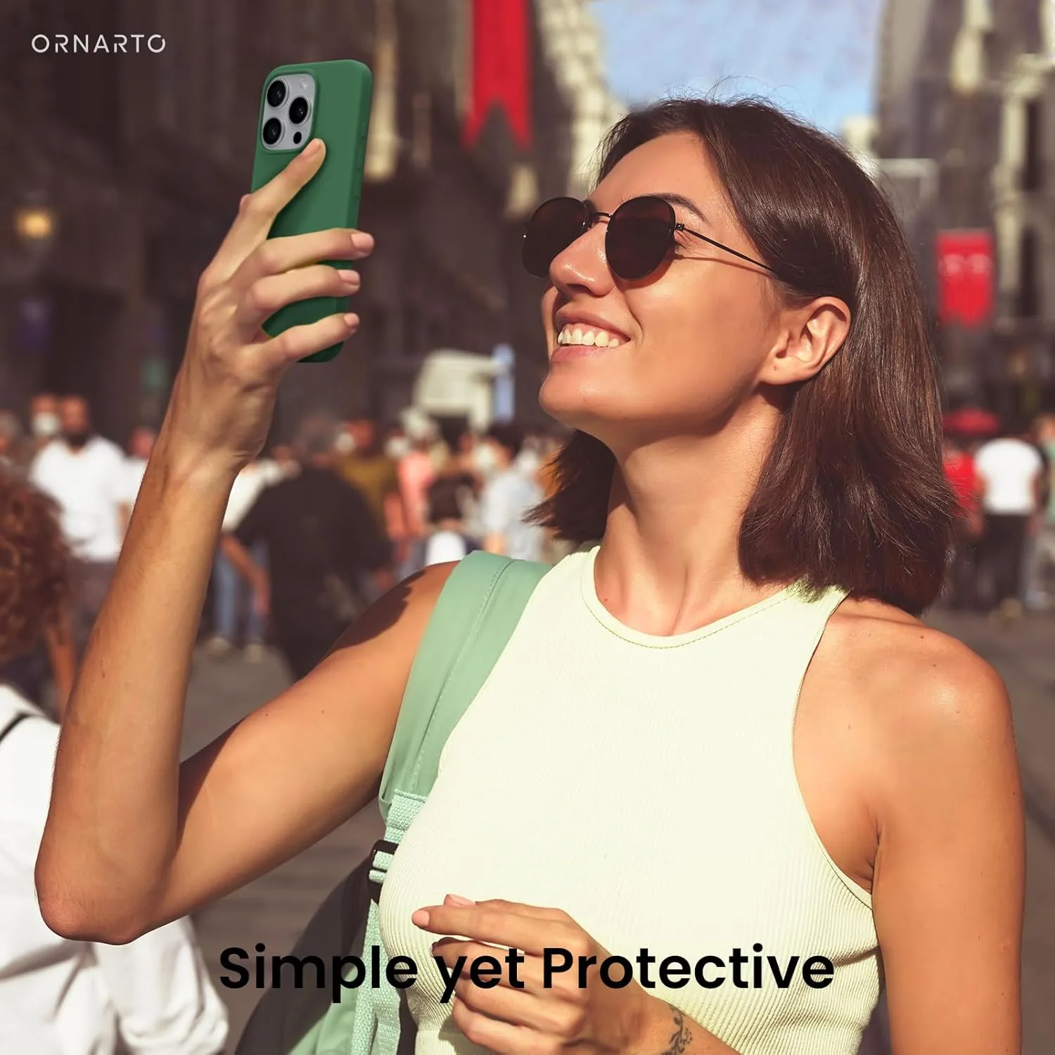 ORNARTO Compatible with iPhone 16 Pro Case 6.3", Slim Liquid Silicone 3 Layers Soft Gel Rubber Shockproof Protective Case with Anti-Scratch Microfiber Lining-Clover Green