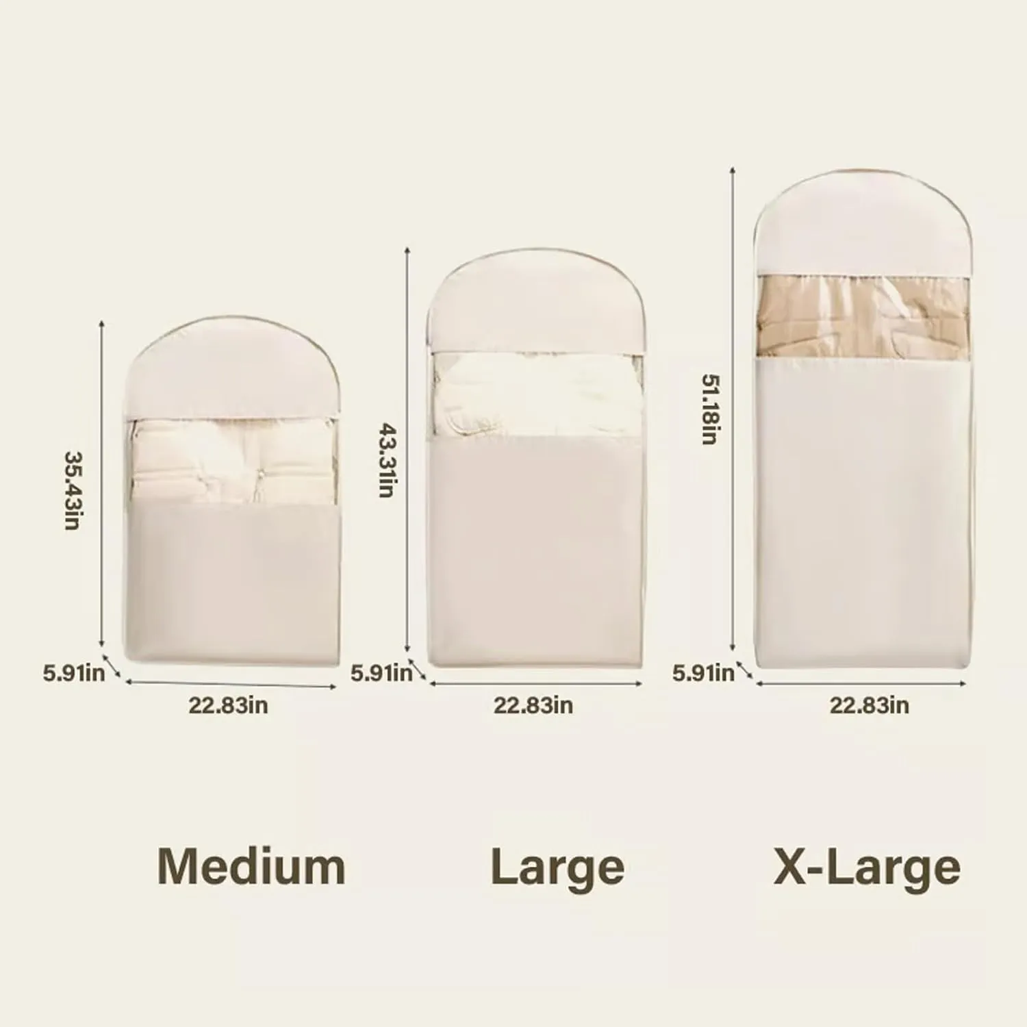 Otherwise Garment Bag, 2025 New Space Saving Hanging Garment Bag With Self Compression Zipper, Heavy Duty Closet Organizers Protect Against Wrinkles, Protects Clothes (Beige,M)