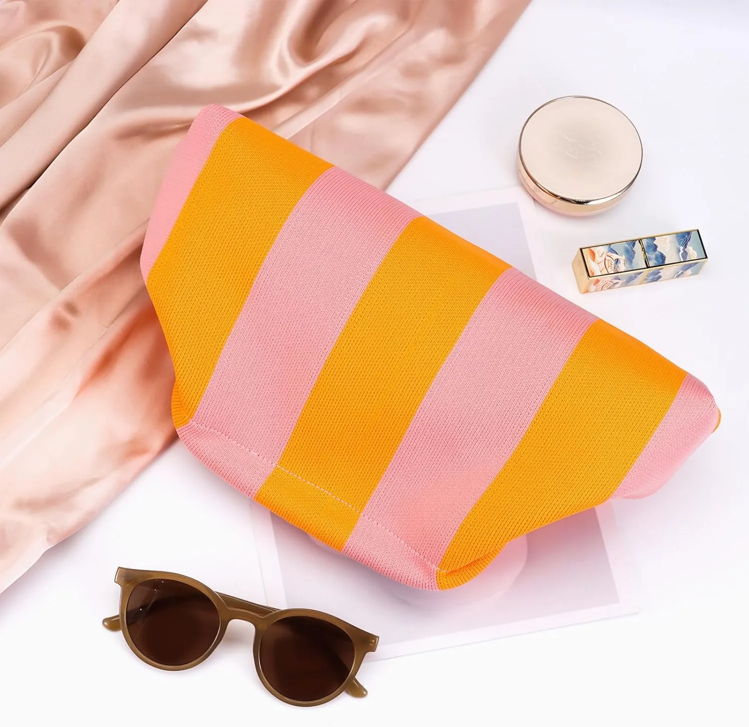 Ovida Colorblock Clutch Purse for Women Summer Beach Dumpling Clutch Crochet Handbag Ruched Cloud Clutch Bag for Party