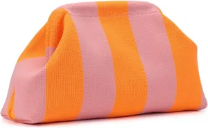 Ovida Colorblock Clutch Purse for Women Summer Beach Dumpling Clutch Crochet Handbag Ruched Cloud Clutch Bag for Party