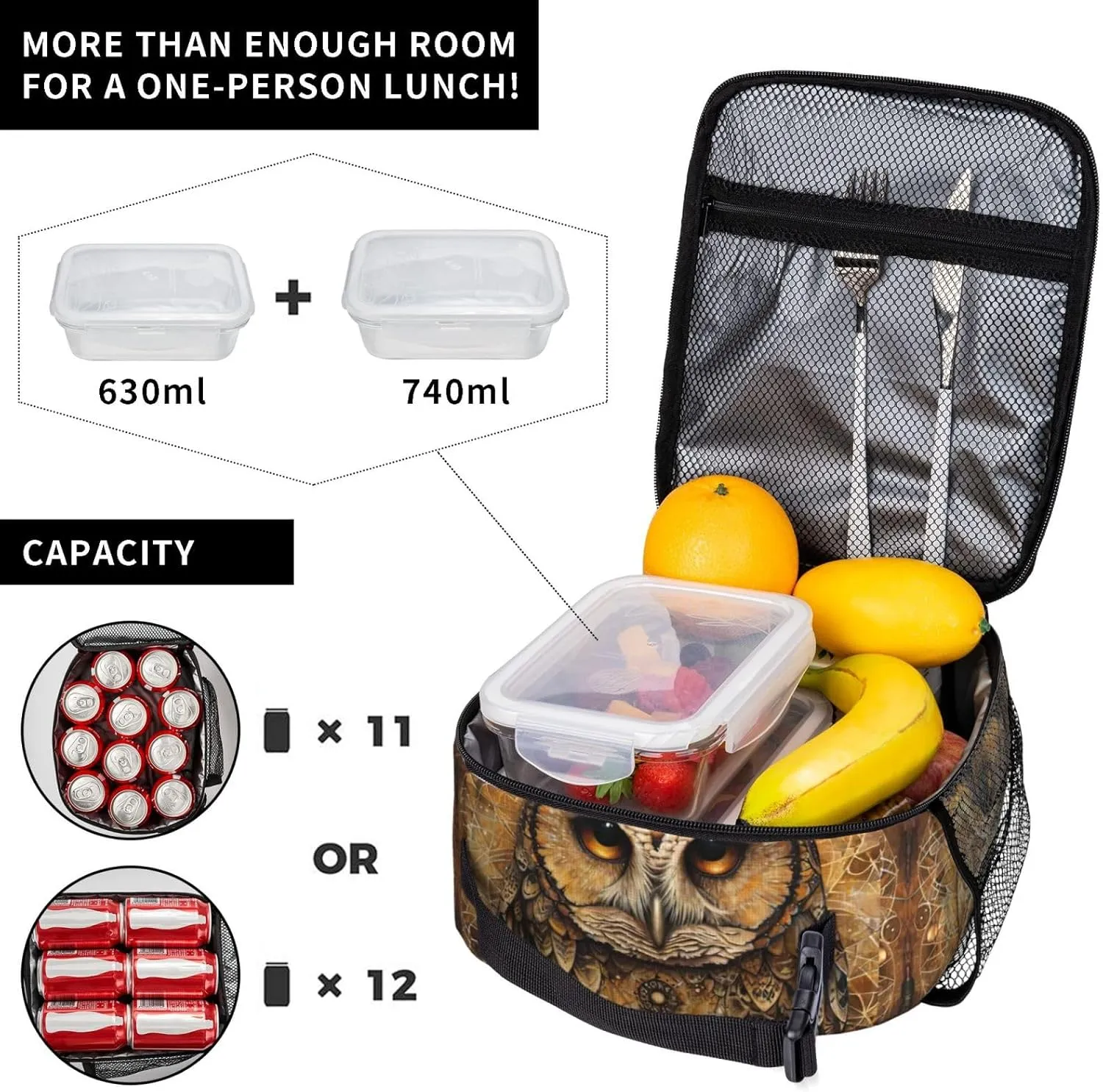 Owl Beliefs Insulated Lunch Box For Men Women Lunch Bag Perfect For Office Travel Outings