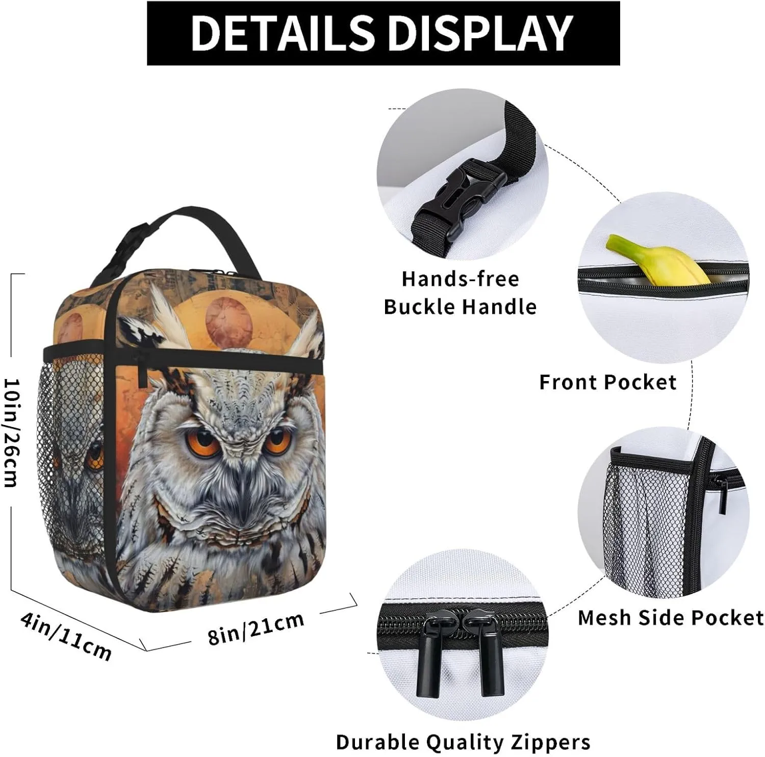 Owl Beliefs Insulated Lunch Box For Men Women Lunch Bag Perfect For Office Travel Outings