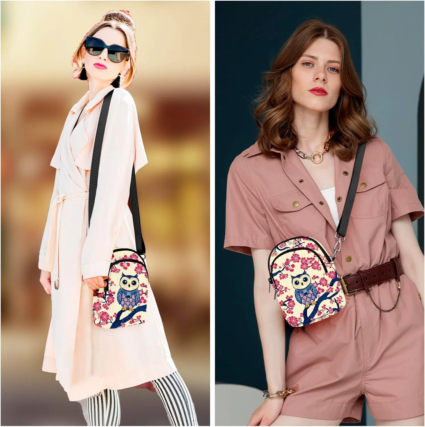 Owl Crossbody Purse for Women Casual Cell Phone Bag Waterproof Shoulder Bags Travel