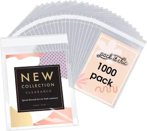 Pack It Chic - 5” X 7” (1000 Pack) Clear Resealable Cello Bags - Fits 5X7 Prints, Photos, A2 A4 A6 Cards & Envelopes - Self Seal