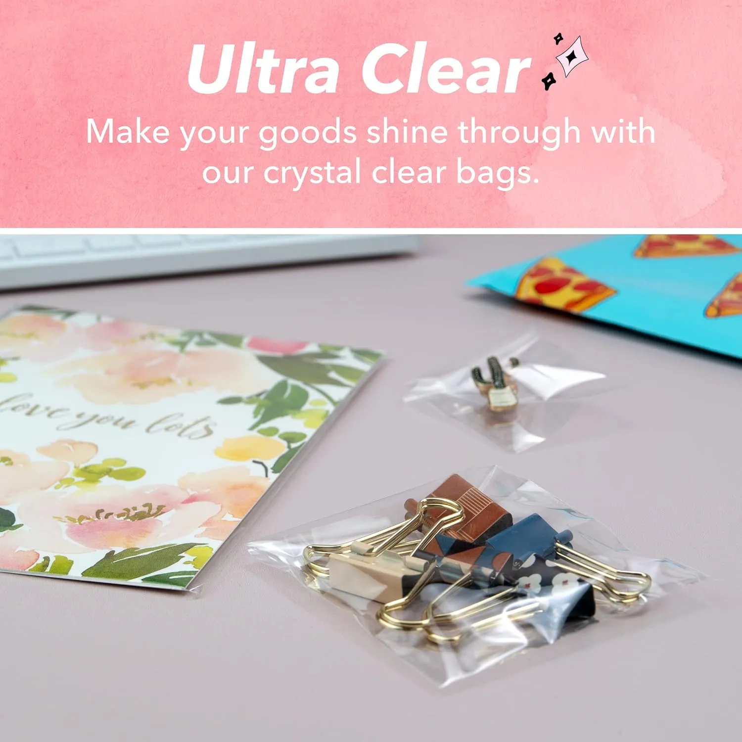 Pack It Chic - 5” X 7” (1000 Pack) Clear Resealable Cello Bags - Fits 5X7 Prints, Photos, A2 A4 A6 Cards & Envelopes - Self Seal