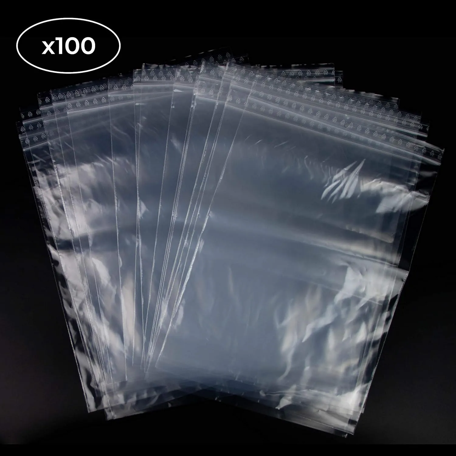 Pack of 100 Transparent Resealable Zip Bags for Food Products, Jewellery, Accessories, etc. - Size 23 x 32 cm