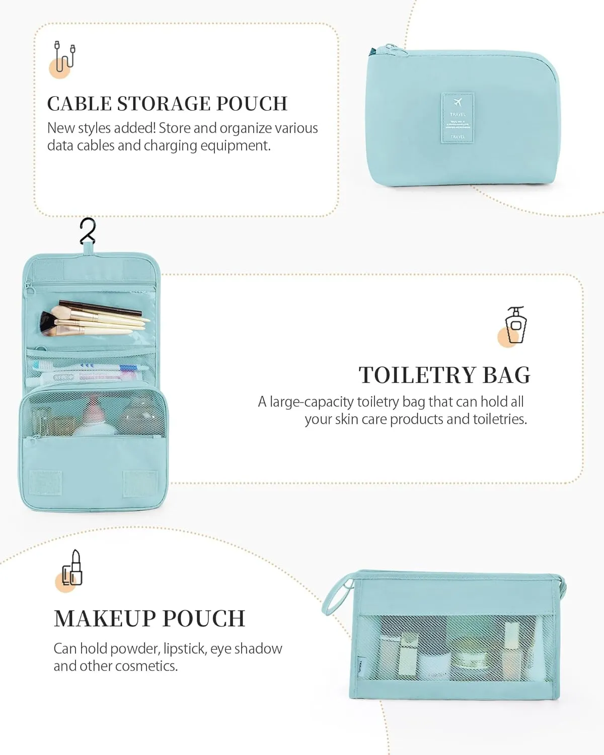 Packing Cubes 11 PCS, Mesh Breathable Luggage Organizers Bags, Packing Organizers, Durable Travel Essentials Bags Set, Travel Packing Organizers, Lake blue