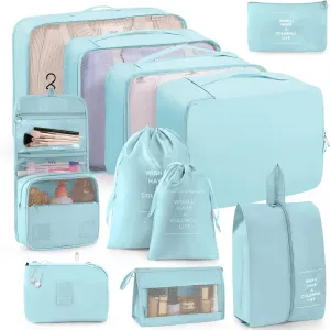 Packing Cubes 11 PCS, Mesh Breathable Luggage Organizers Bags, Packing Organizers, Durable Travel Essentials Bags Set, Travel Packing Organizers, Lake blue