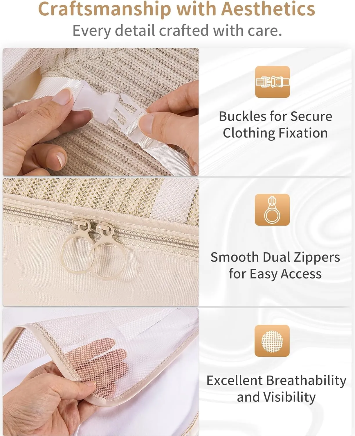Packing Cubes 11 Set, Suitcase Organizers, Luggage Organizer Bags for Travel, Packing Cubes for Travel, with Toiletry Bag, Travel Essentials,Beige, Cream