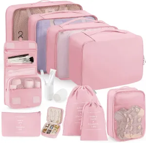 Packing Cubes 11 Set, Suitcase Organizers, Luggage Organizer Bags for Travel, Packing Cubes for Travel, with Toiletry Bag, Travel Essentials,Pink