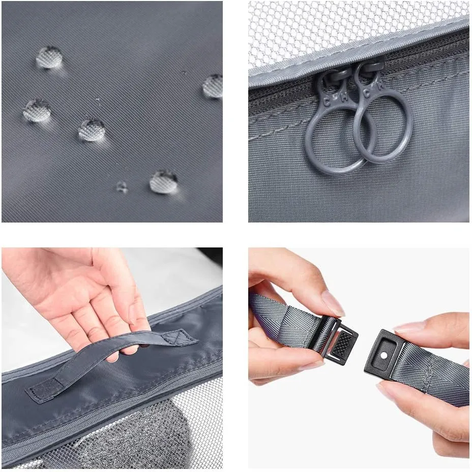 Packing Cubes VAGREEZ 7 Pcs Travel Luggage Packing Organizers Set with Toiletry Bag (Gray)