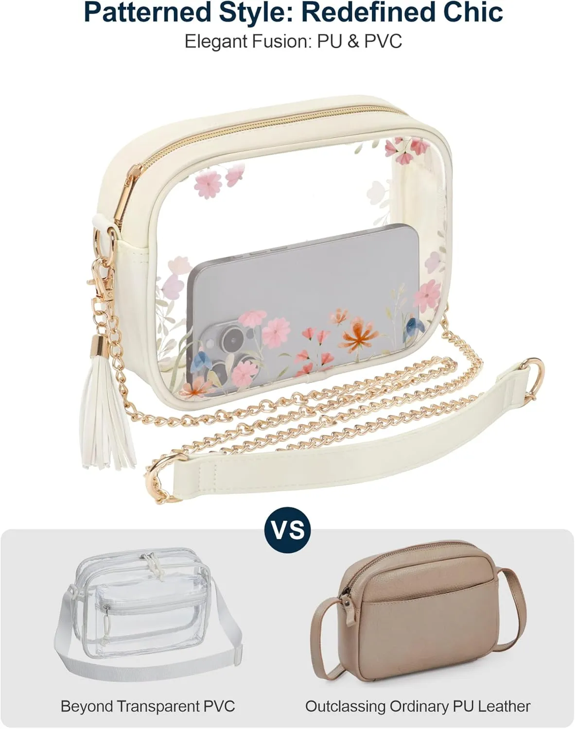 PACKISM Clear Bag for Stadium Events - Clear Purses for Women Stadium Crossbody Concert Bag for Game Day， Sports, Festival