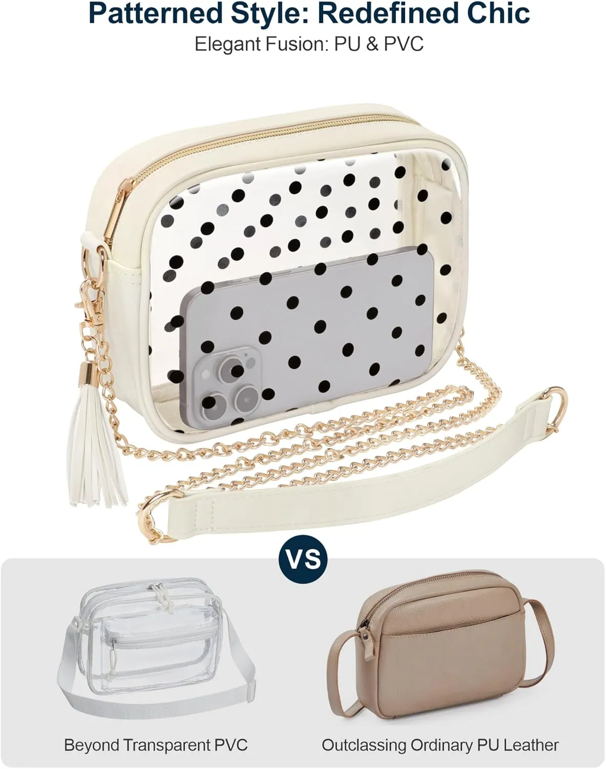 PACKISM Clear Bag for Stadium Events - Clear Purses for Women Stadium Crossbody Concert Bag for Game Day， Sports, Festival