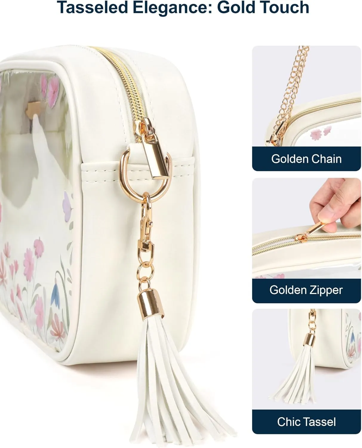 PACKISM Clear Bag for Stadium Events - Clear Purses for Women Stadium Crossbody Concert Bag for Game Day， Sports, Festival