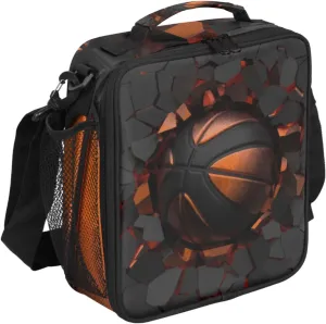 Painting Basketball Crash Lunch Bag Insulated Portable Reusable Lunch Box For Women, Teens Thermal Lunch Bag Adult Lunch Tote Boys Girls Lunchbox For Work Office School Picnic Beach