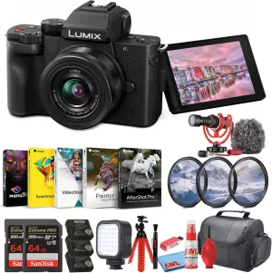 Panasonic Lumix G100 4K Mirrorless Camera with 12-32mm Lens for Photo and Video Vlogging (DC-G100KK)   Filter Kit   2 x 64GB Card   2 x Extra Battery   Corel Photo Software   Card Reader   More