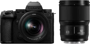 Panasonic LUMIX S5IIX Mirrorless Camera, 24.2MP Full Frame Phase Hybrid AF, Unlimited Recording, 5.8K Pro-Res, RAW Over HDMI, IP Streaming, 20-60mm F3.5-5.6   50mm F1.8 Lenses-DC-S5M2XWK