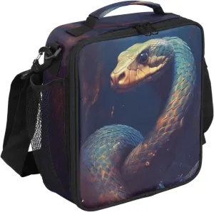 Pardick Cool Snake Insulated Lunch Bag Animal Snake Lunch Box for with Girls Boy Kids Women Men Cooler Lunch Bag Adjustable Shoulder Strap Reusable Thermal Lunch Bag for School Work Picnic Lunch Pail