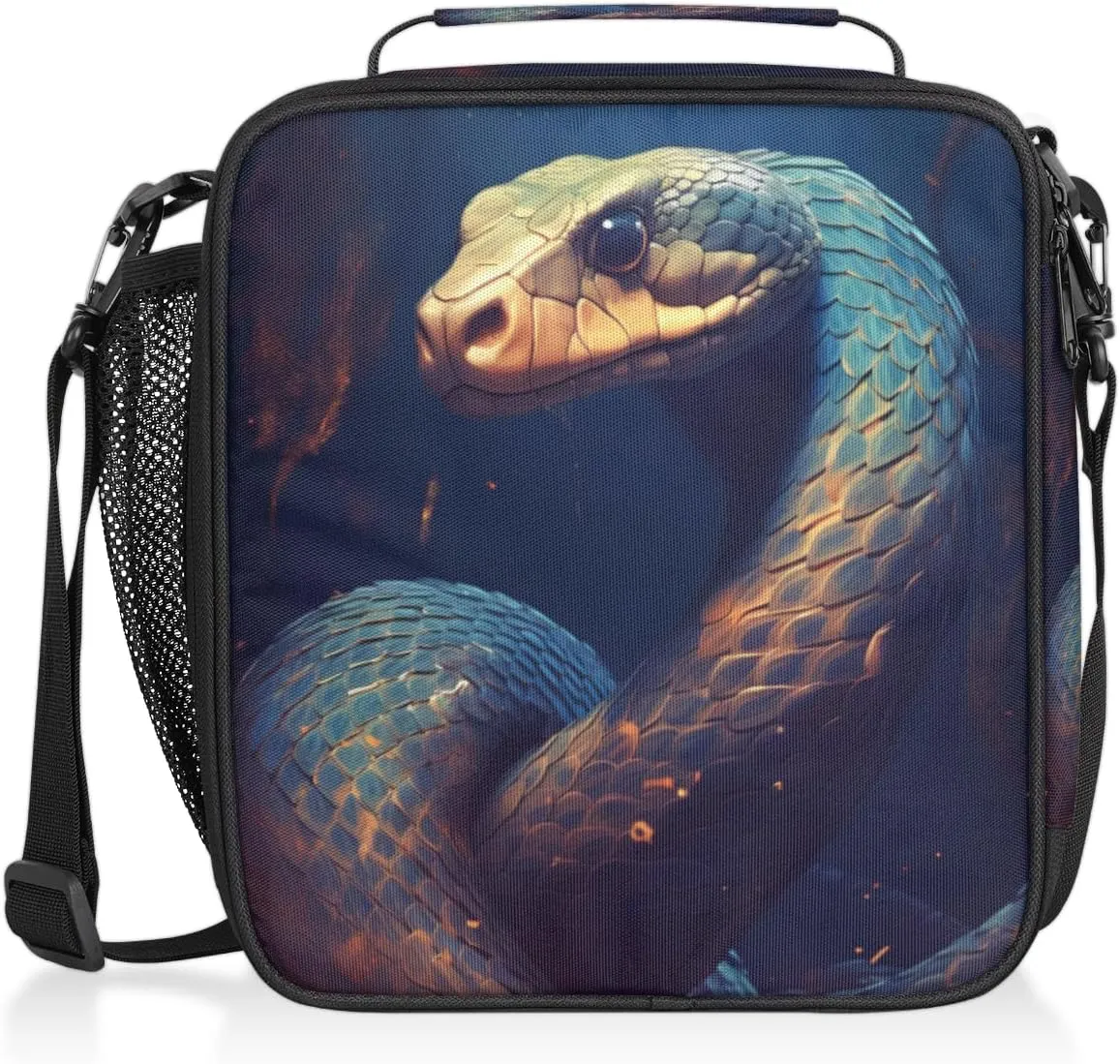 Pardick Cool Snake Insulated Lunch Bag Animal Snake Lunch Box for with Girls Boy Kids Women Men Cooler Lunch Bag Adjustable Shoulder Strap Reusable Thermal Lunch Bag for School Work Picnic Lunch Pail
