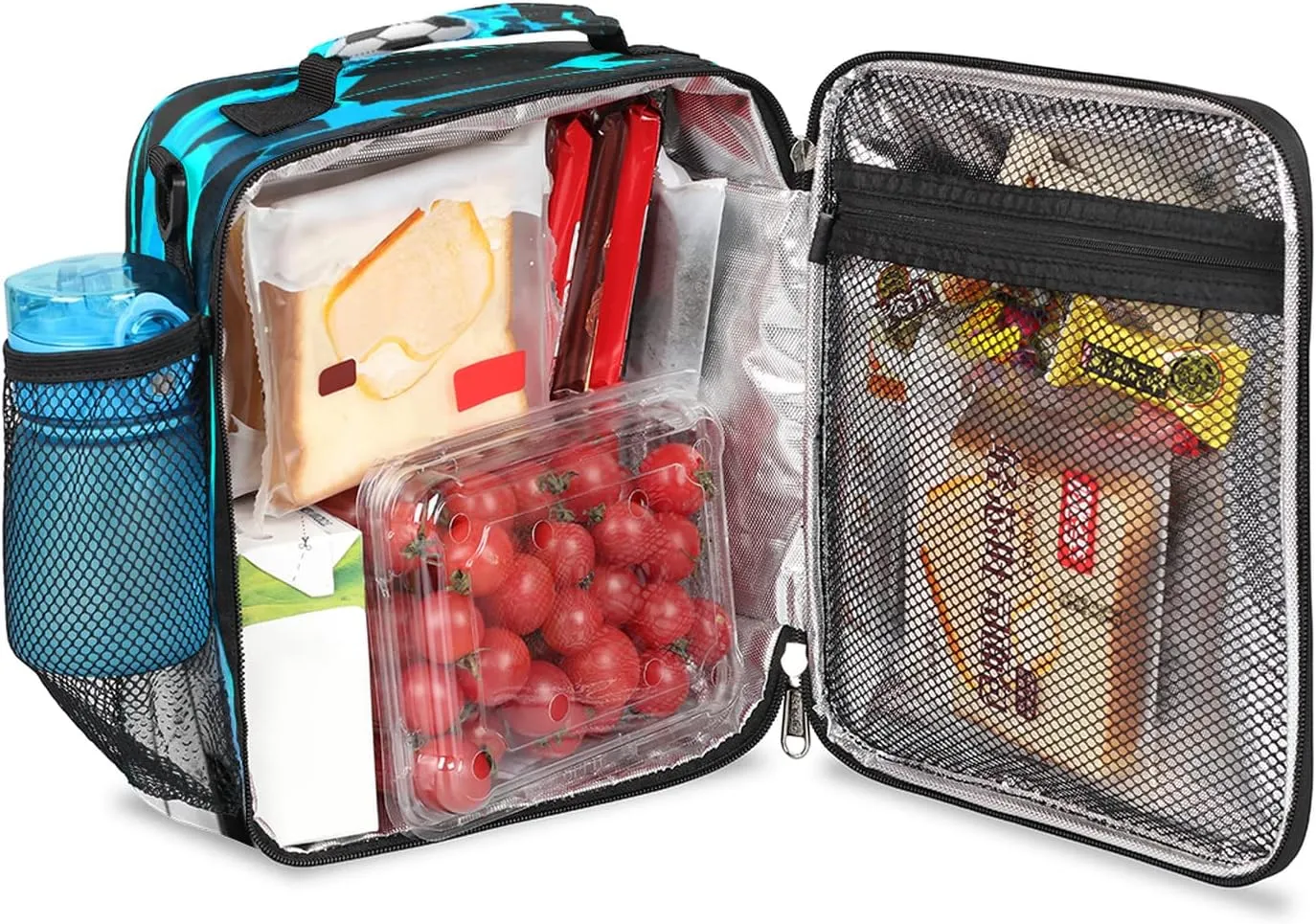 Pardick Lunch Box for Kids Boys Girls Soccer Lunch Bag Football Kids Lunch Box Insulated Teen Students Lunch Bag Meal Tote with Adjustable Shoulder Strap for School