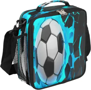 Pardick Lunch Box for Kids Boys Girls Soccer Lunch Bag Football Kids Lunch Box Insulated Teen Students Lunch Bag Meal Tote with Adjustable Shoulder Strap for School
