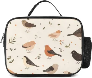 Pastoral Sparrow Birds Lunch Bag for Women Cooler Bags Tote Meal Box with Side Pocket Large Detachable