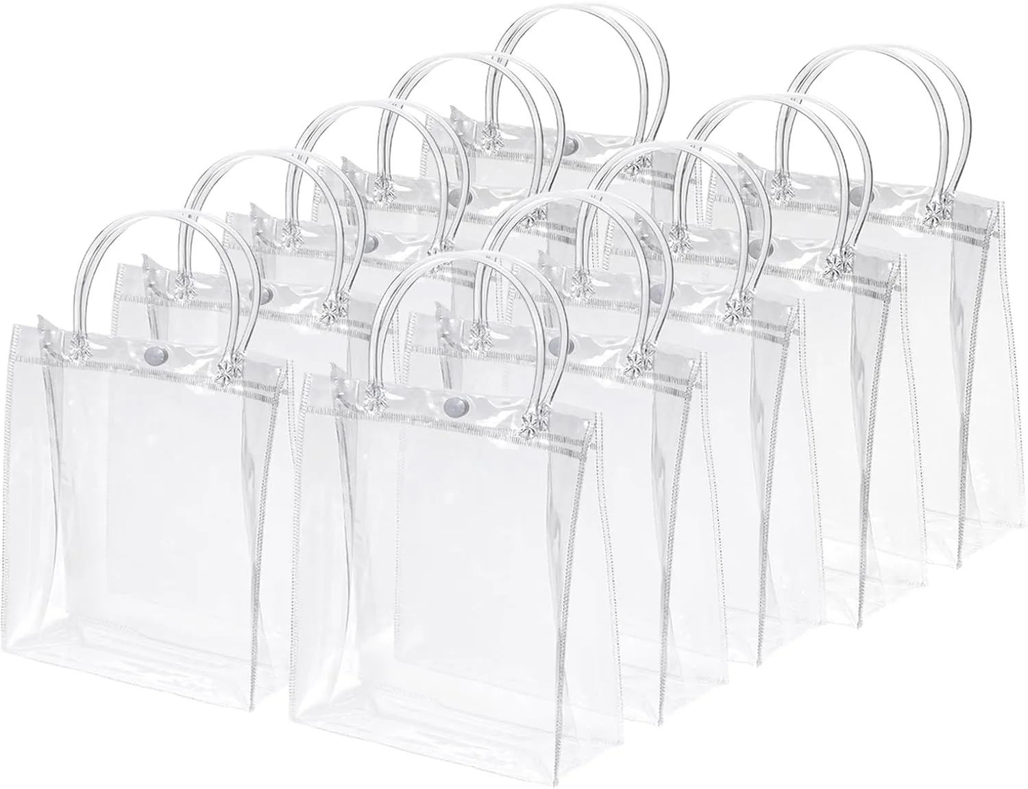 PATIKIL 10 Pack Clear PVC Gift Bags, 15.7" x 11.8" x 3.9" Reusable Mini Transparent Plastic Gift Wrap Tote Bag with Handles for Shopping Party Wedding