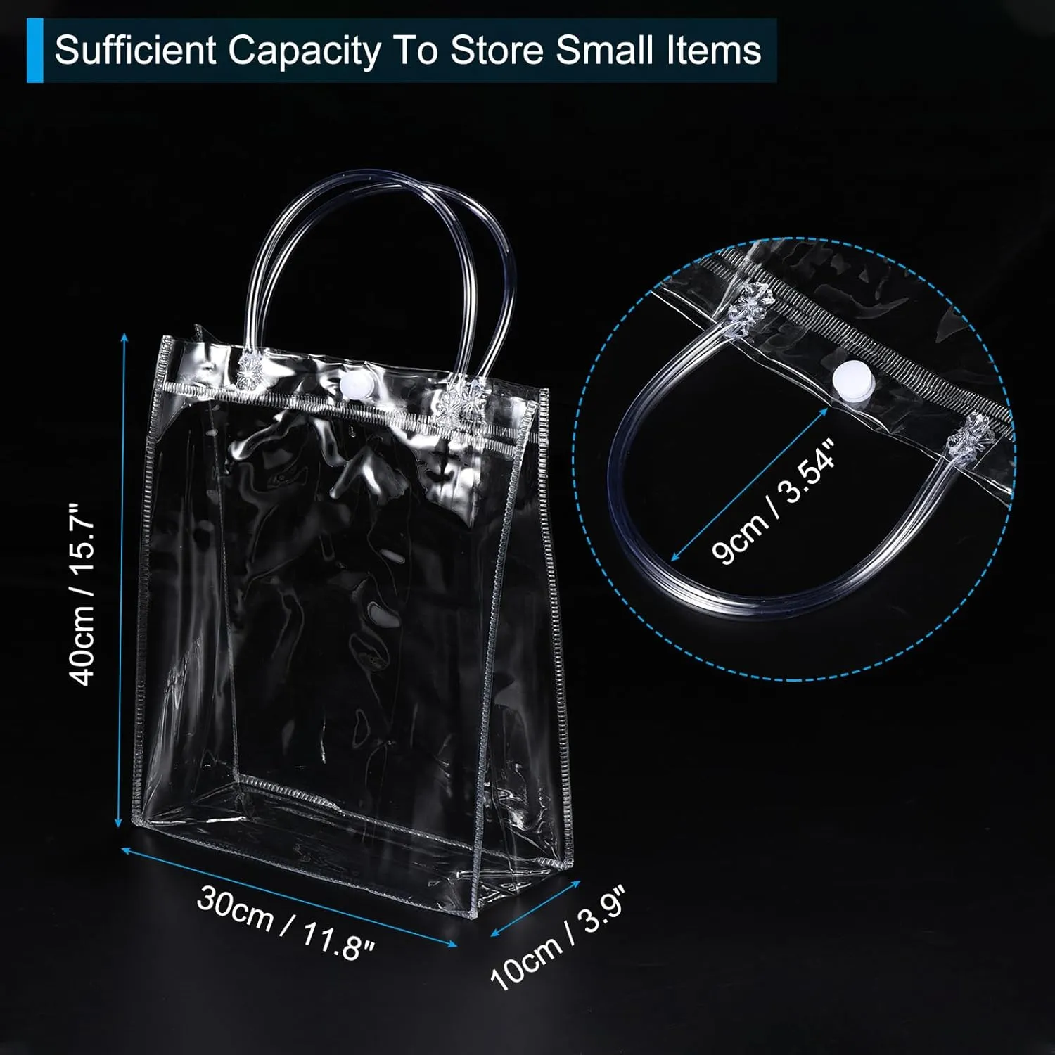 PATIKIL 10 Pack Clear PVC Gift Bags, 15.7" x 11.8" x 3.9" Reusable Mini Transparent Plastic Gift Wrap Tote Bag with Handles for Shopping Party Wedding