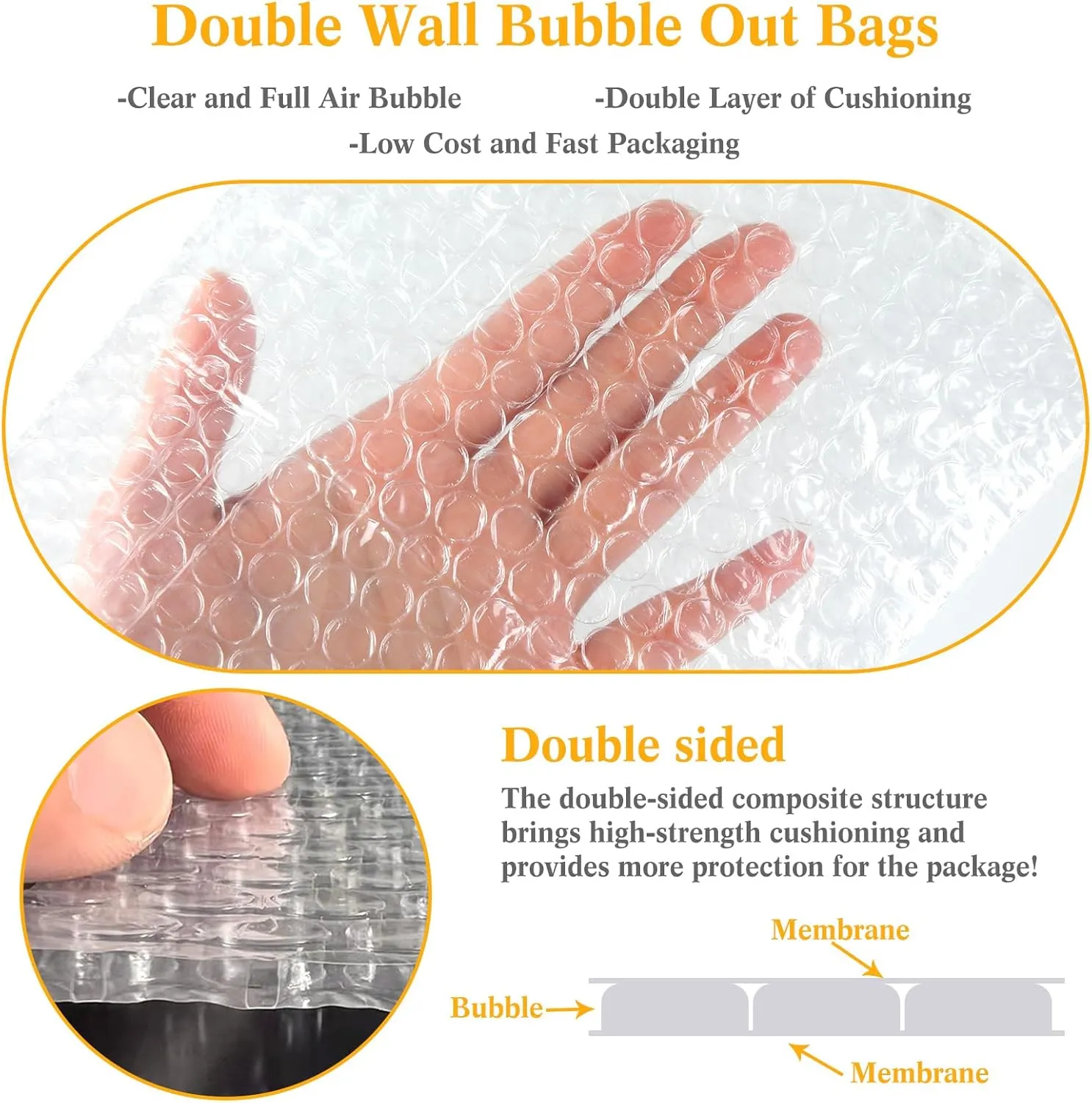 PerKoop 120 Pcs 6" x 8.5" Bubble Cushion Wrap Bags Bulk, Double Wall Bubble Cushion Wrap Pouches, Clear Protective Bags Thickening Shockproof for Shipping Packing Storage Moving
