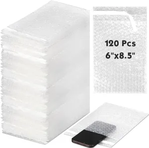 PerKoop 120 Pcs 6" x 8.5" Bubble Cushion Wrap Bags Bulk, Double Wall Bubble Cushion Wrap Pouches, Clear Protective Bags Thickening Shockproof for Shipping Packing Storage Moving