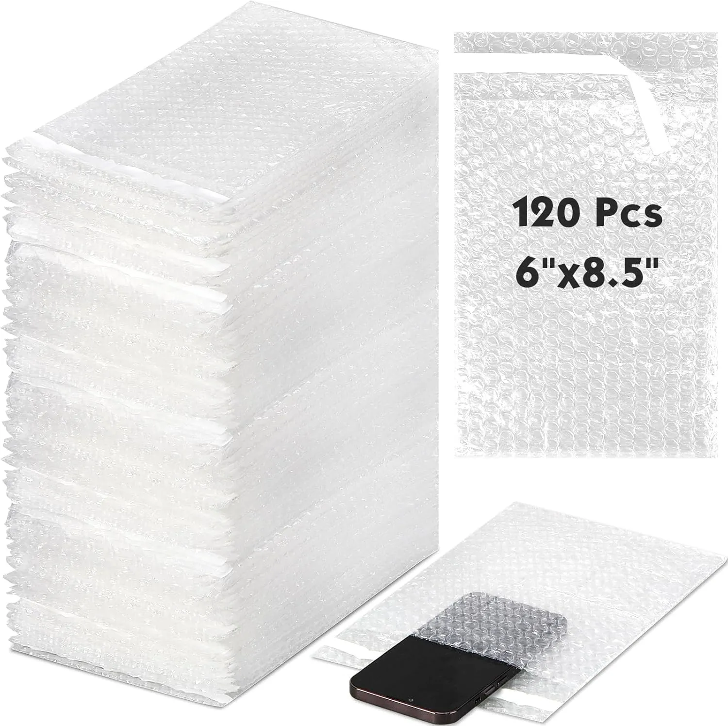 PerKoop 120 Pcs 6" x 8.5" Bubble Cushion Wrap Bags Bulk, Double Wall Bubble Cushion Wrap Pouches, Clear Protective Bags Thickening Shockproof for Shipping Packing Storage Moving
