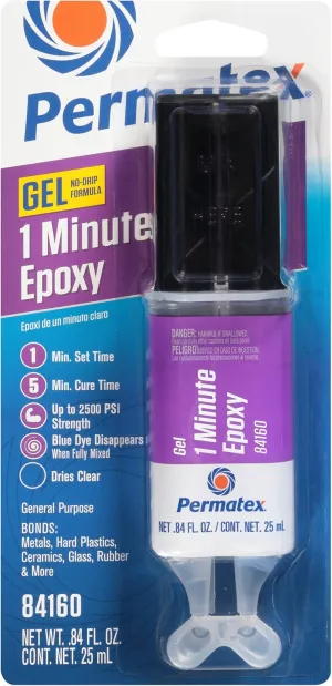 Permatex 84160 PermaPoxy 1 Minute General Purpose Epoxy, 0.84 oz. , grey