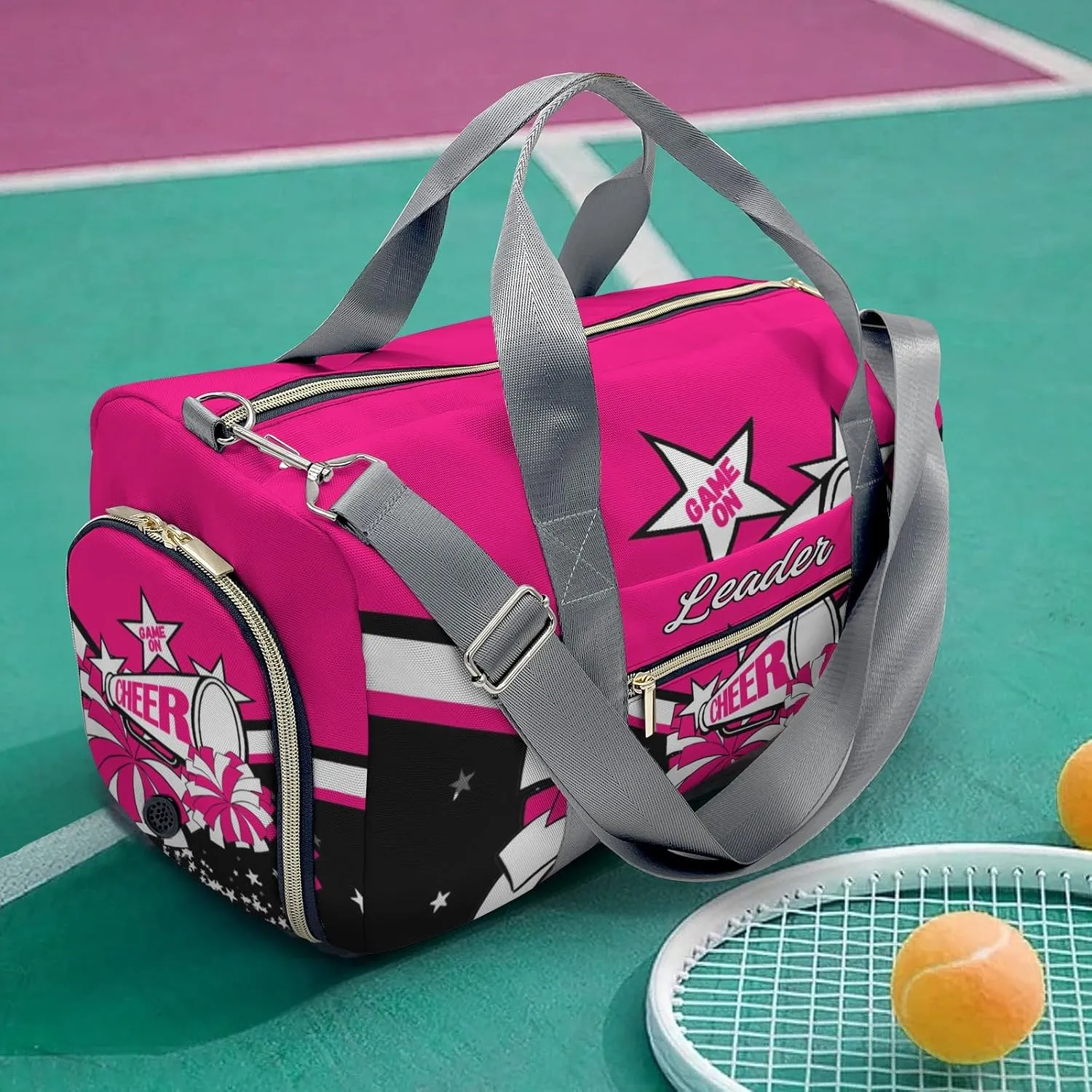 Personalized Cheer Duffle Bag Cheerleader Sleepover bag with Shoe Compartments Gifts for Cheer Team Coach