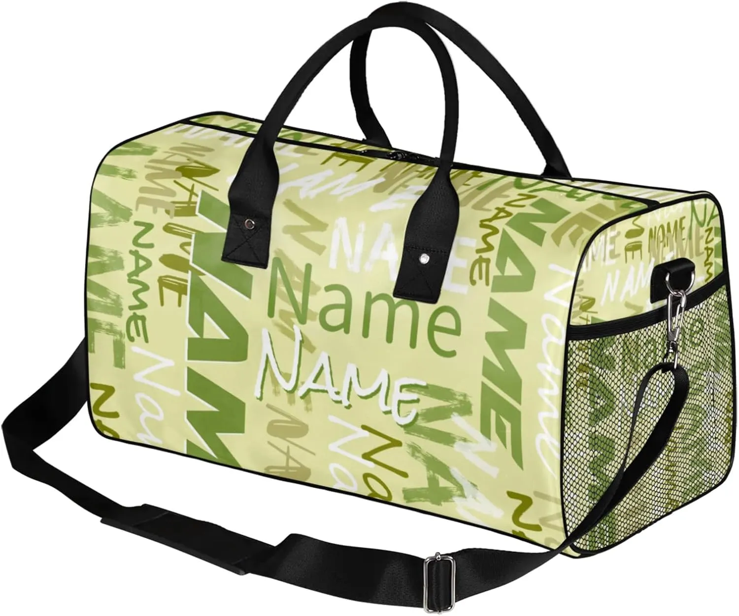 Personalized Duffel Travel Bag, Custom Name Sport Gym Bag, Weekender Overnight Bag for Women Men Weekender Overnight Bridesmaid Beige